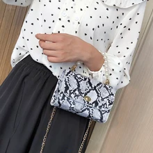 Новые модные женские Дамская змеиная кожа узор жемчужные квадратные сумки