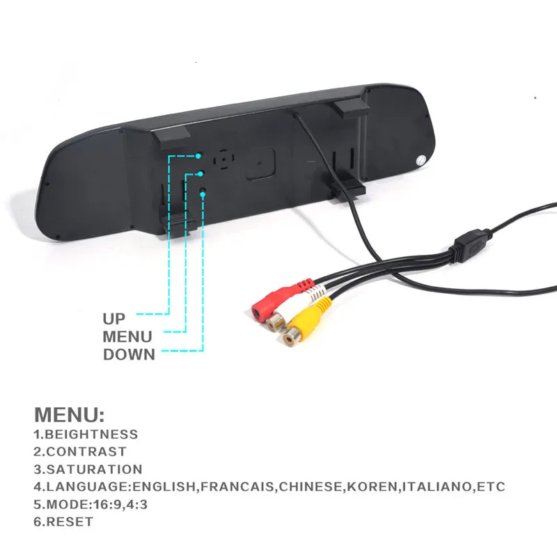Автомобиль заднего вида резервного копирования Камера Ночное видение линии парковки заднего вида+ 5 дюймов Lcd зеркало заднего вида с зеркалом для контроля уровня сахара в крови с Беспроводной hdmi передатчик и приемник