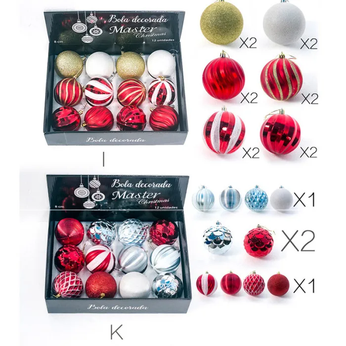 12Pcs 8cm Christmas Tree Balls Colorful Hanging Home Party Xmas Ornament Decor QP2