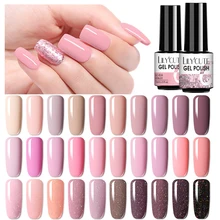 Lilycute 7ml nude glitter uv gel unha polonês cor-de-rosa série led uv gel verniz semi permanente prego gel verniz