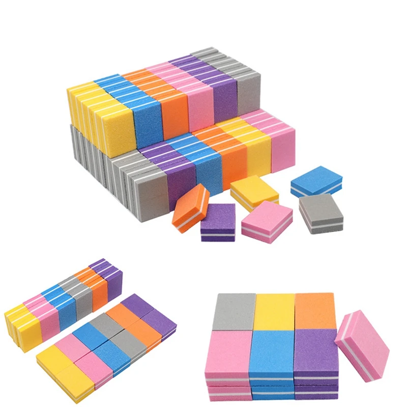 HTHL-50PCS мини-буферный блок для ногтей, губка, маленькая пилка для ногтей, шлифовальный станок, пилочки для дизайна ногтей, двусторонний маникюр
