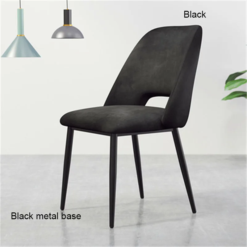Black base Black Современный минималистичный скандинавский обеденный стул из нержавеющей стали Повседневная мебель домашний стул ресторан кухня диван для кафе стул - Цвет: Black base Black