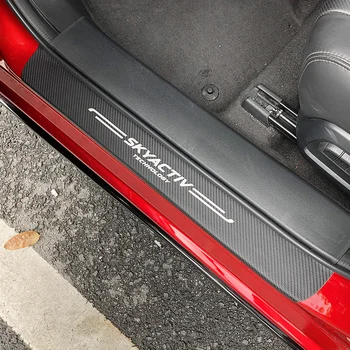 

For Mazda 3 CX-30 CX-5 CX5 CX30 Auto Door sill Pedal Accessories styling Carbon Fibre Texture Leather PU Car Guard Sticker