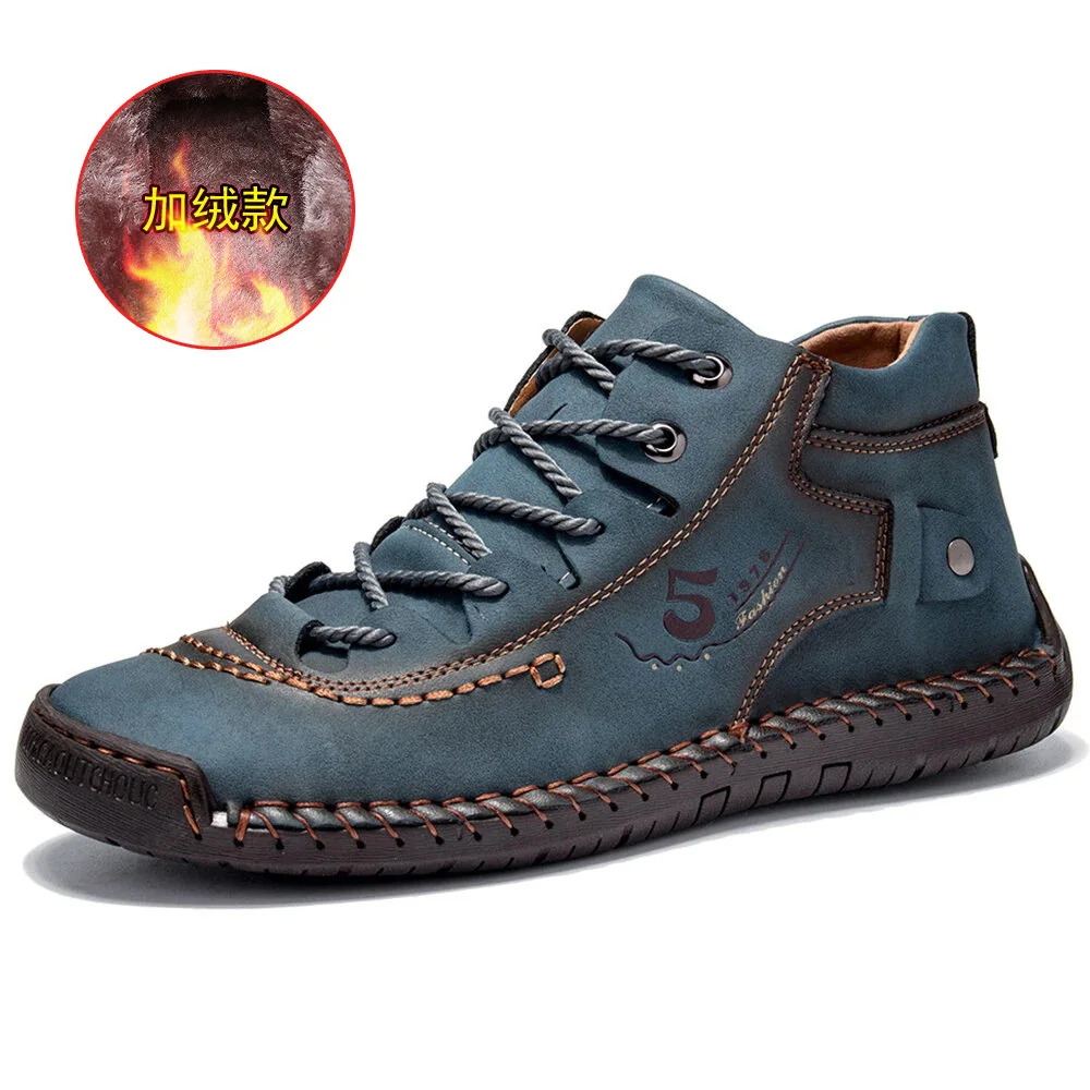 thumbnail image 1 of Zapatos informales de cuero para hombre, Zapatos cómodos de estilo británico a la moda para caminar, calzado plano suave marrón y negro de talla grande para hombre, 1 of 5