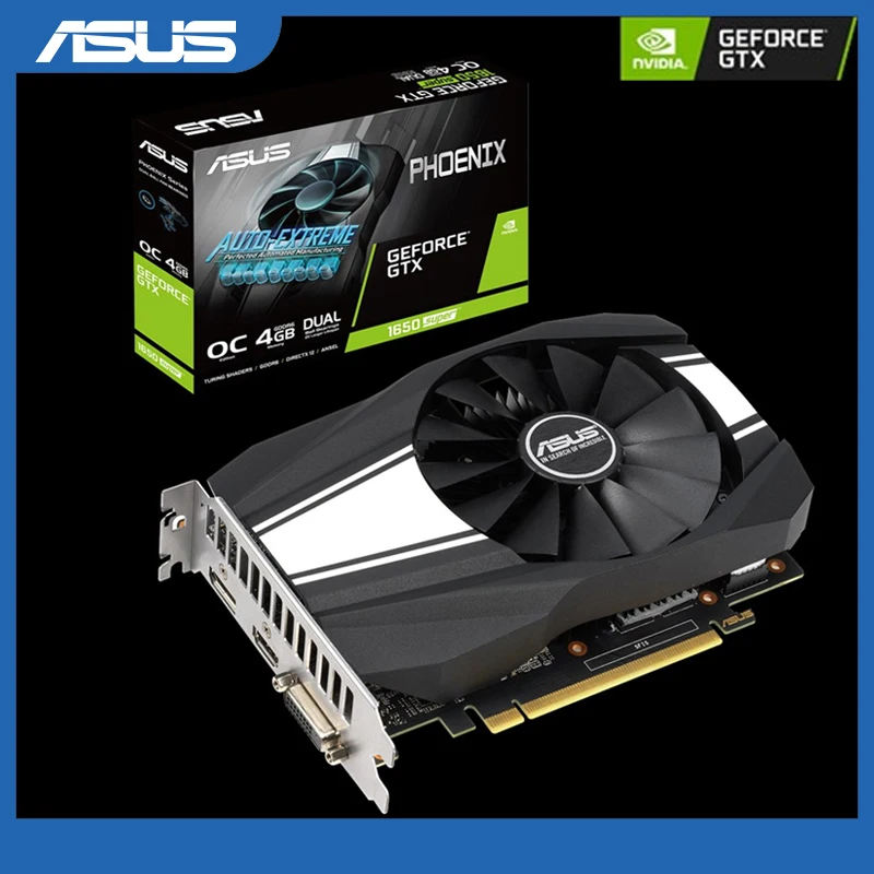 Видеокарта ASUS GeForce GTX 1650 Super Overclocked 4 Гб Phoenix Fan Edition HDMI DP DVI (PH GTX1650S O4G)|Графические