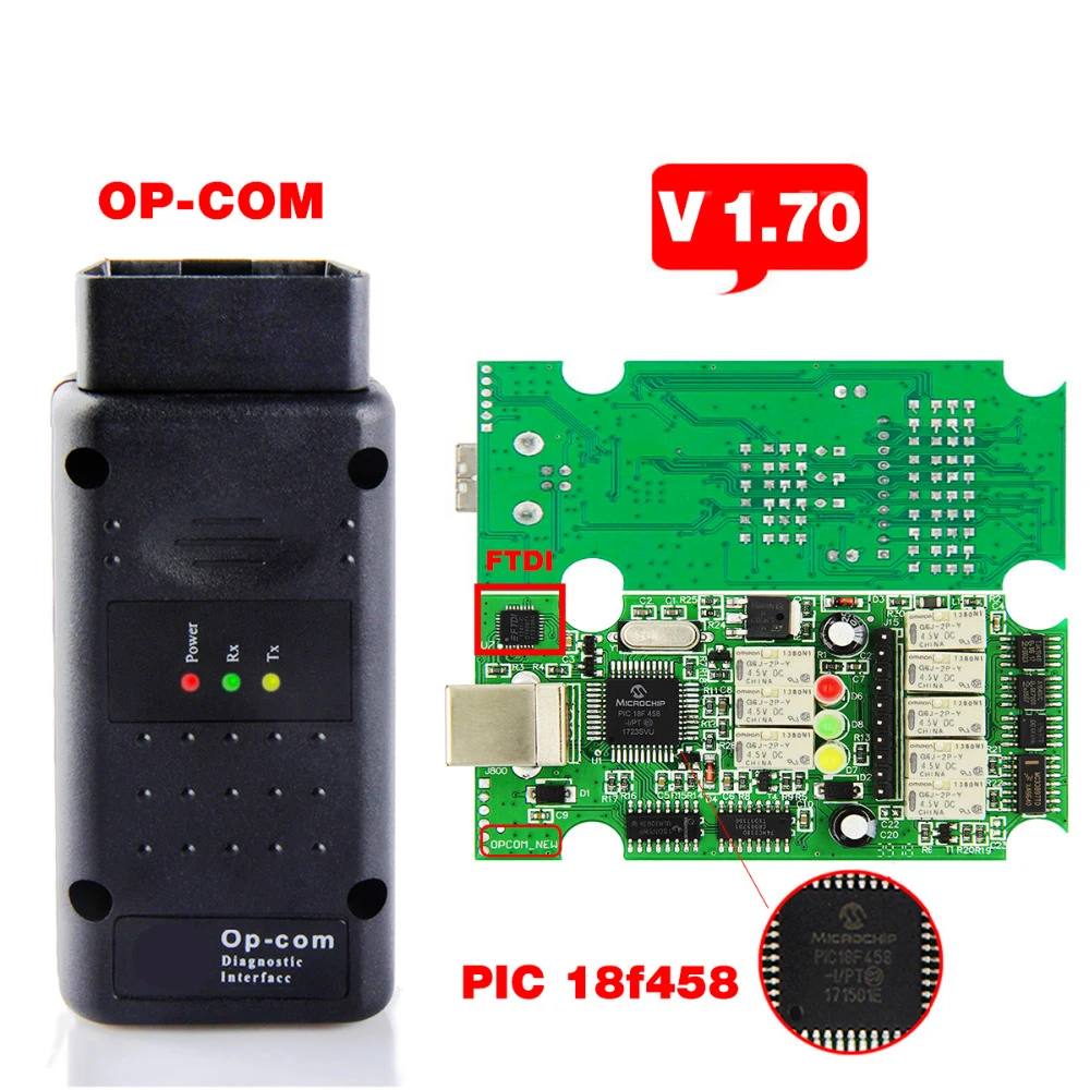 Диагностический сканер OBD 2 OP COM V1.70 OPCOM для Opel диагностический с реальным PIC18f458