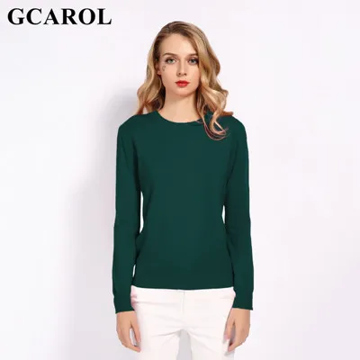 Green Женский вязаный джемпер GCAROL, яркий свитер из 30%-ной шерсти, эластичный пуловер в офисном стиле на осень и зиму размеров S-3XL - Цвет: Green