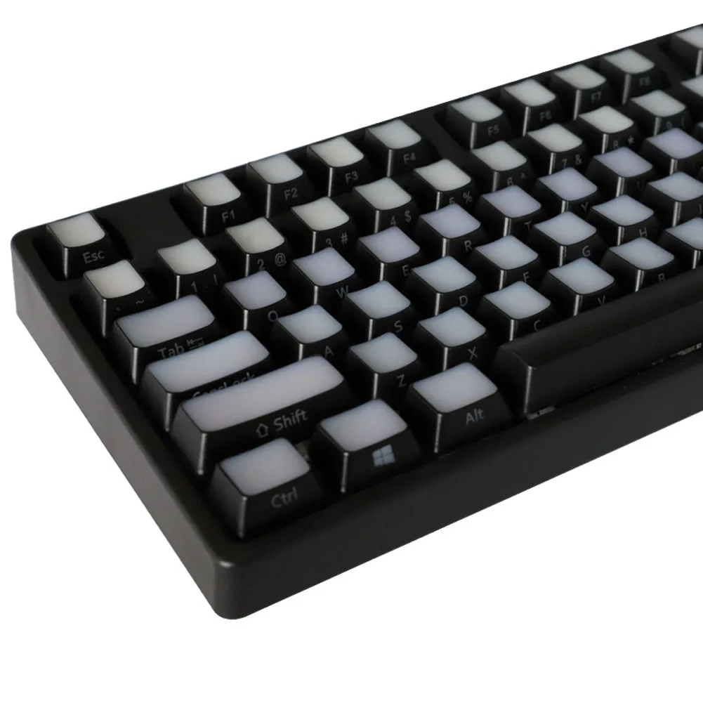104 Key Gaming Accessory Translucent Office DIY Ergonomic Light Transmitting Easy Install 2 Tone Side Printed Keycap Replacement