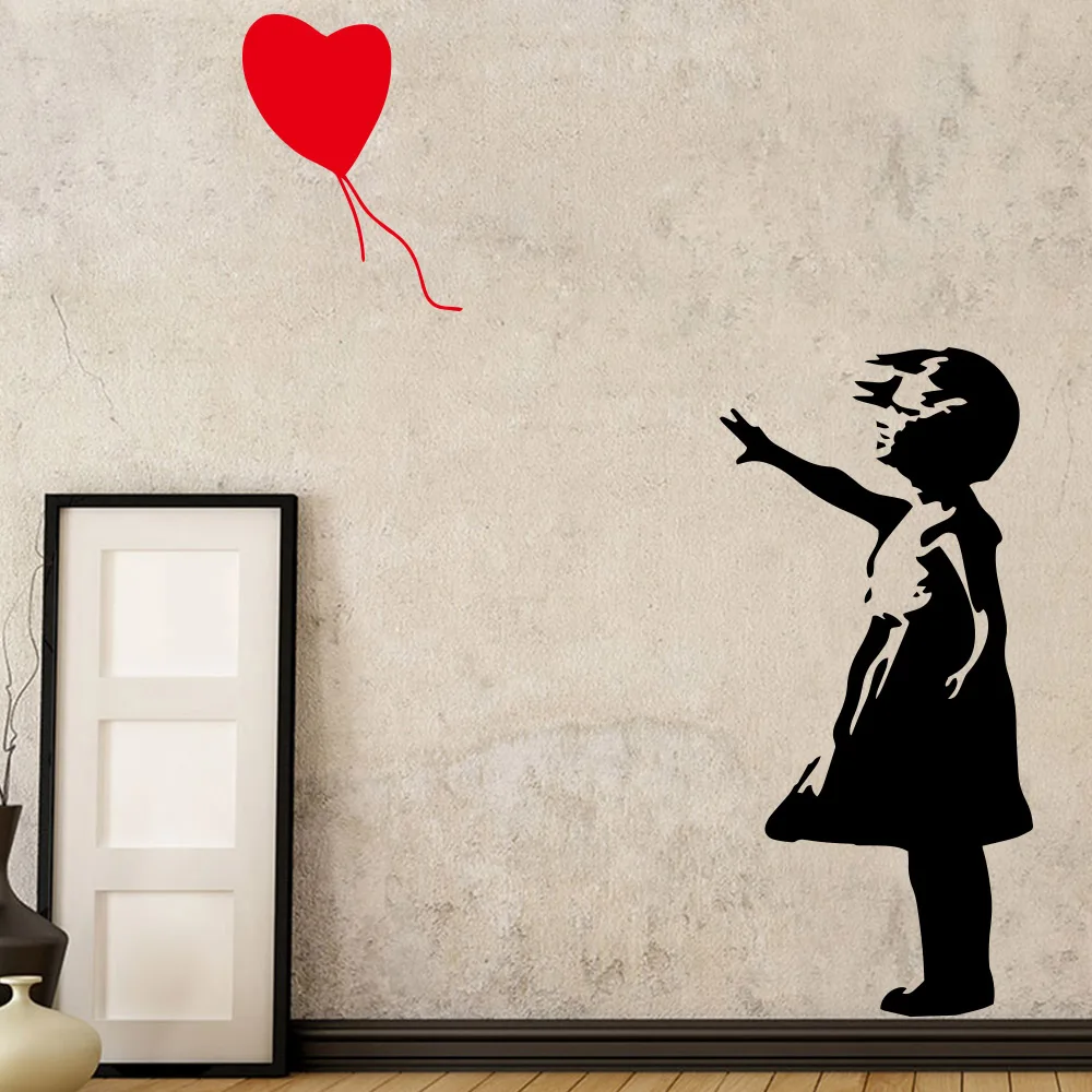 Классический виниловый Стикеры s для девочек красных шариков с Banksy на стену Декор