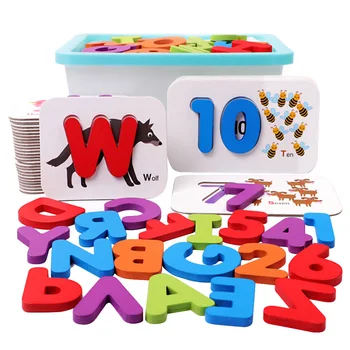 

Wooden Early Education Baby Learning ABC Alphabet Letter Cards Cognitive Educational Toys for Kids number animal Puzzle