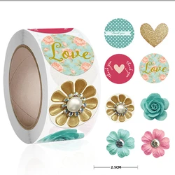 100/500pcs Thank you stickers pearl flower love pattern Party Wedding Decoration sticker celebrate Festival Gift seal shop kids