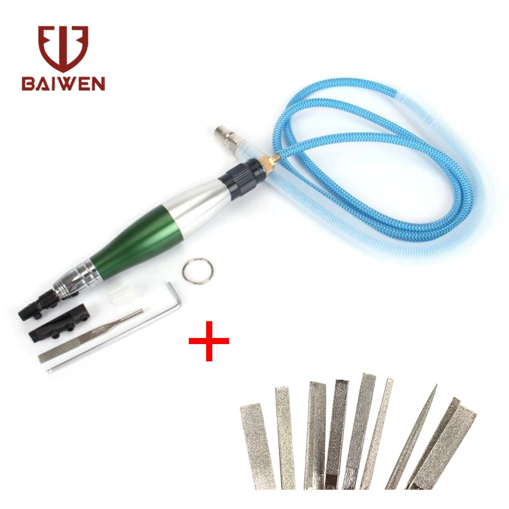 Ultrasonic Pneumatic Mirco Grinder Pencil Micromotor System Air Reciprocating Oscillating File Lapping Tools with 10pcs Files afbeelding