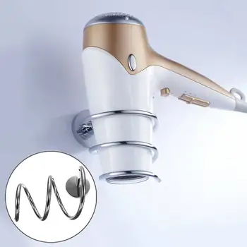 

Hair dryer Holder Punch-free Stainless Steel Bathroom Accessories Spiral Wall Mounted Hair Dryer Storage Organizer Rack Holder