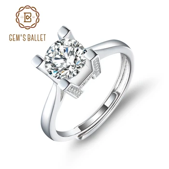

GEM'S BALLET 1.0Ct VVS1 Moissanite Diamond Engagement Bridal Tension Rings For Women 925 Sterling Silver Open Moissanite Rings