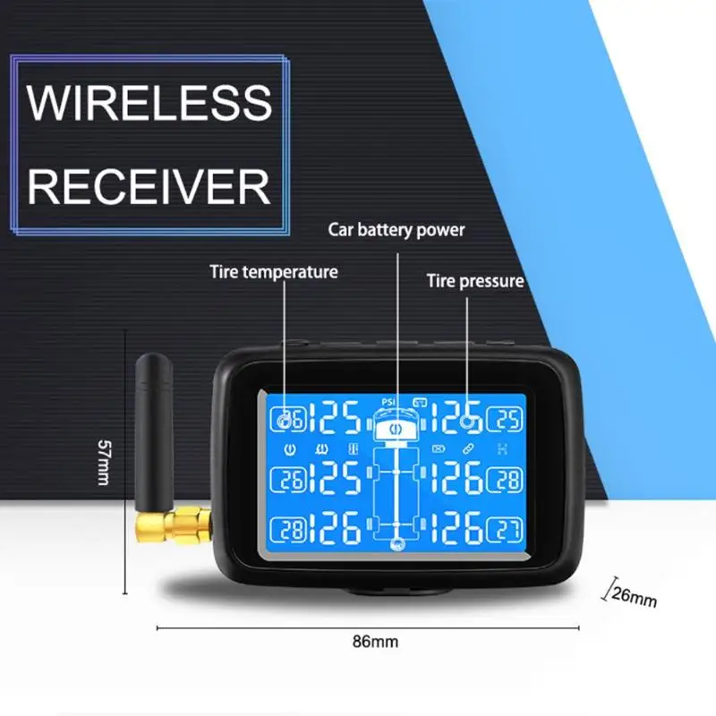 U901T Грузовик Автобус TPMS шины беспроводной контроль давления Сигнализация с 6 беспроводными внешними датчиками
