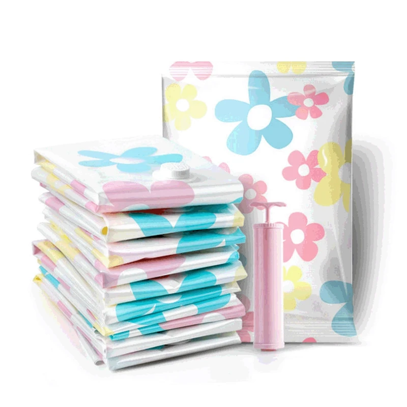 11Pcs Thickened Vacuum Storage Bag Vacuum Compressed Bag with Hand Pump Reusable Blanket Clothes Bag Closet Organizer