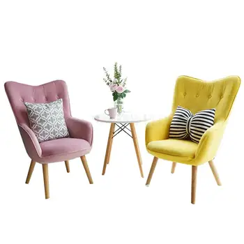 

Balcony Bedroom Leisure Sofa Chair Fabric Single Sofa Chair Nordic Modern Simple Living Room High Back Princess Chair