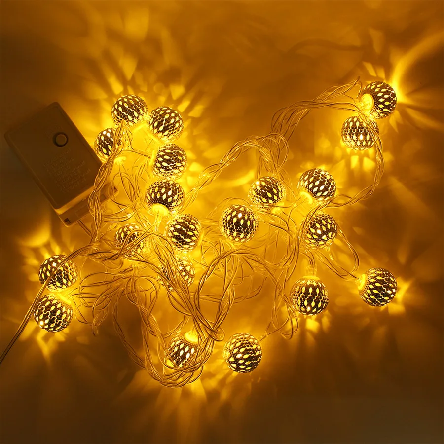 4M 20LED марокканский шар, сказочные гирлянды, уличные медные гирлянды для патио, рождественские украшения для свадебной вечеринки