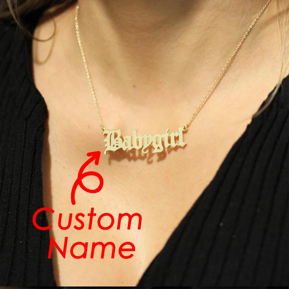 Choker Necklace Pendant Nameplate Gift Customized Stainless-Steel Initial-Name Letter