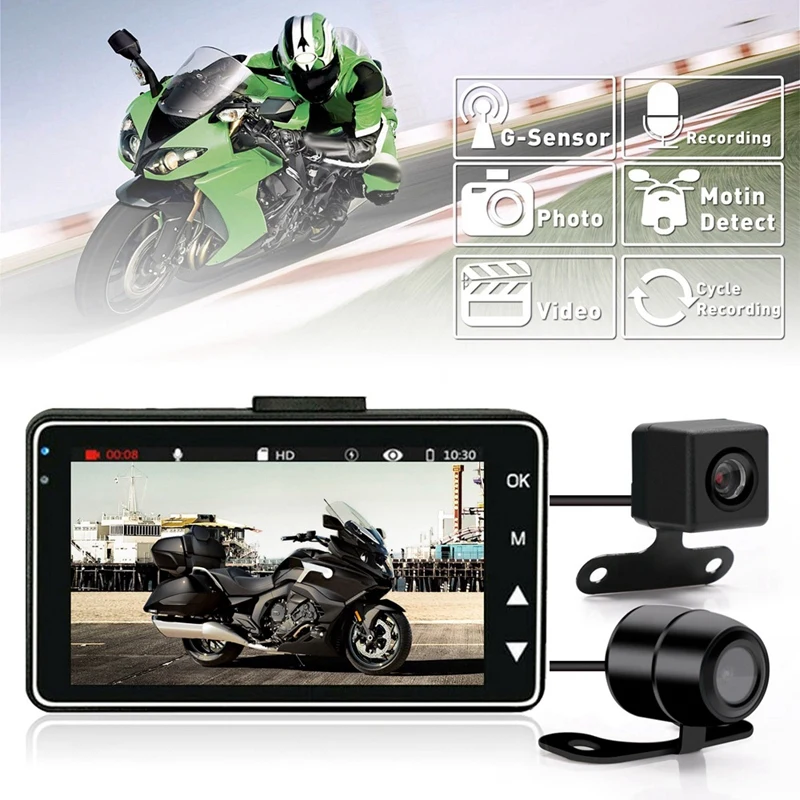3 дюймов 1080P HD мотоцикл Камера DVR мотор Dash Cam с Специальная двойная трек спереди видеорегистратор с камерой на задней панели мотоцикл электроники KY-MT18