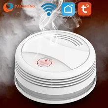 Tuya wifi detector de fumaça sistema de alarme de incêndio para casa e cozinha controle app smokehouse sensor de fumaça