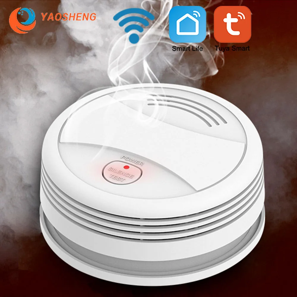 Детектор дыма Tuya с Wi-Fi система пожарной сигнализации для дома и кухни управление