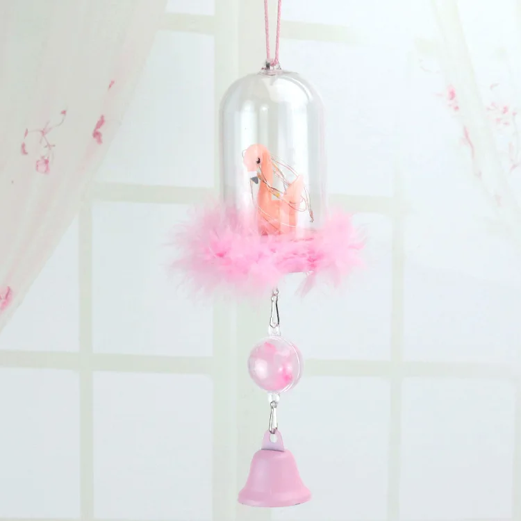 Ночной светильник с фламинго, украшение для комнаты, подвесные украшения, ночник с фламинго, домашний декор, детский мультяшный подарок на день рождения для детей - Цвет: Wings folded