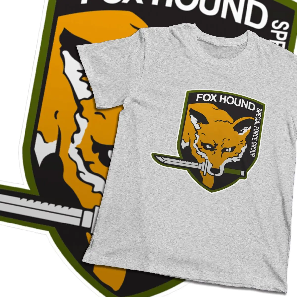 Винтаж Metal gear Solid Fox Forces Group Tee Мужская хипстерская футболка из натурального хлопка с круглым вырезом