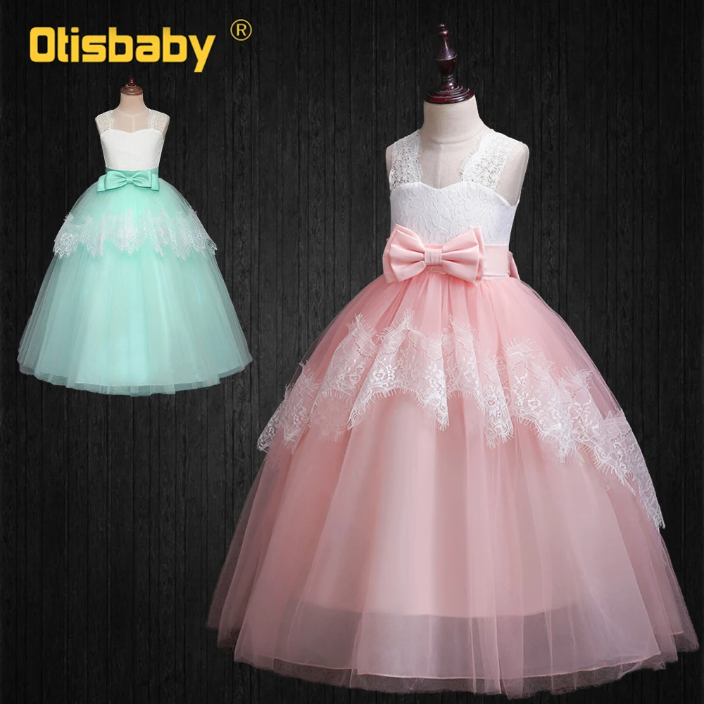 Романтическое розовое Пышное кружевное платье с длинным рукавом и цветочным