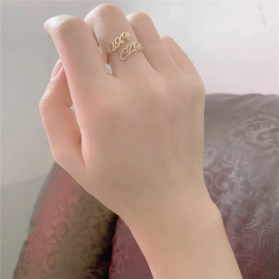 Rose Golden 26 Letter Ring Name Initial Ring Wedding Ring - Temu Mexico