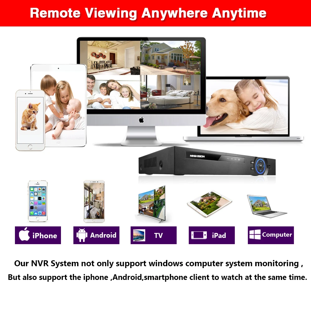 NINIVISION H.265 4CH 8CH 4MP 5MP PoE NVR для POE ip камеры системы наблюдения 48 В 802.3af ONVIF CCTV XMEYE