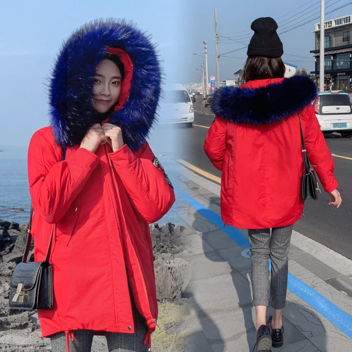 インターネット通販 秋と冬ダウンドレス五角形スター女性韓国版ビッグ毛の襟ルース学生綿の服のファッションコートイン 海外ブランド Www Escolasaka Com