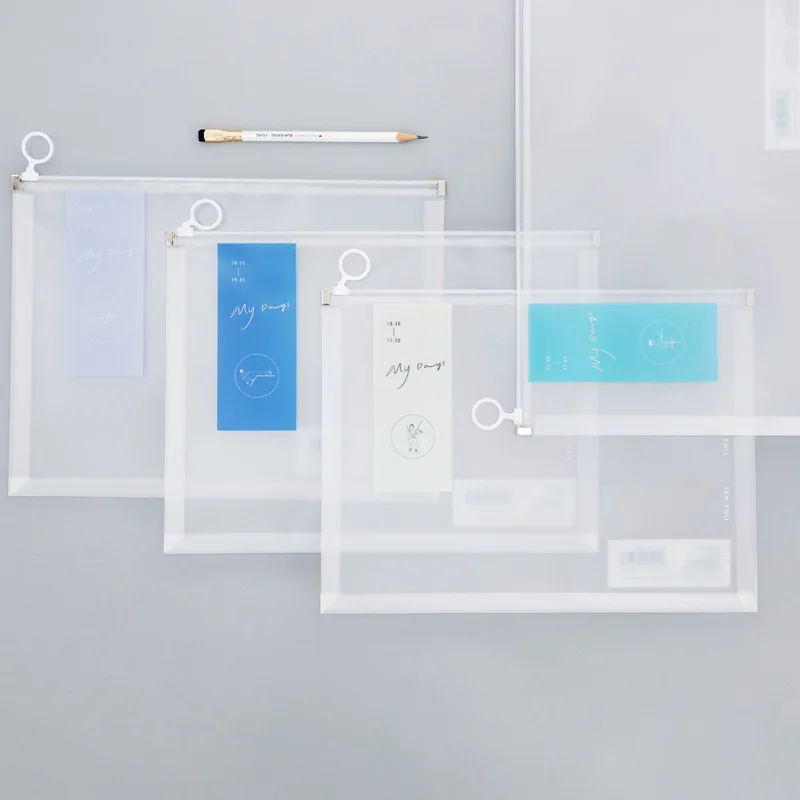 

Fortune Stationery Joytop Ordinary Day A4 Edge Sliding Bag Transparent Waterproof Stationery Bag Students Storage File Holder