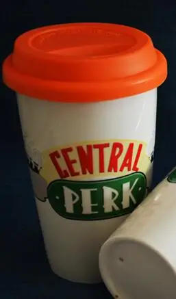 TV Series Friends Central Perk Ceramic Mugs with Silicone Cover Cartoon Coffee Milk Tea Mug Collectible Comic Lovers Cups Gift - Цвет: Orange