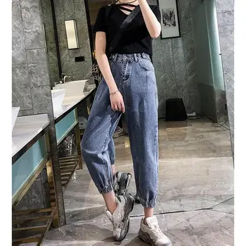 

Women Plus Size Oversized High Waist Jeans Autumn Elastic Loose Denim Pants Casual Oversize Trousers