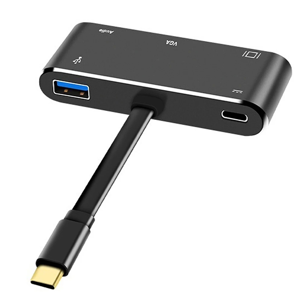 5 в 1 USB C к HDMI адаптер 4K type-C к HDMI/VGA/аудио/USB 3,0 порт+ USB C порт(PD) конвертер для ноутбука Macbook переключатель