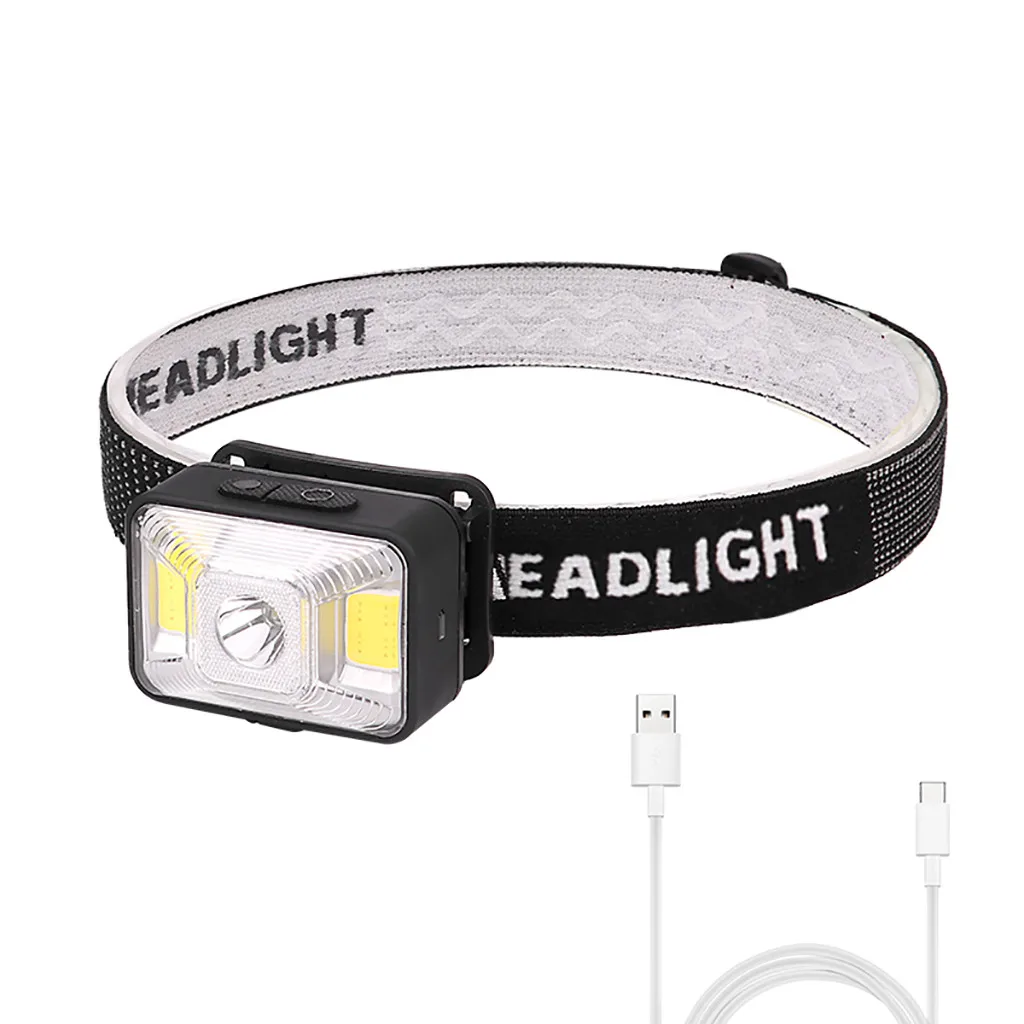 Waterproof XPE LED+2xCOB White+Red LEDHeadlamp Headlight Rechargeable Flashlight Dropshipping free shipping tool Accessories