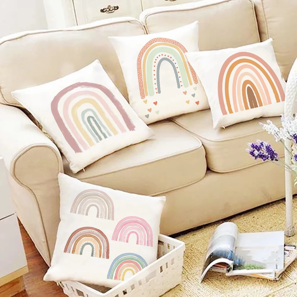 

Разноцветная Радужная искусственная наволочка из белого полиэстера, радужная наволочка для дивана, автомобильного кресла, гостиницы, домашнего декора, подарки