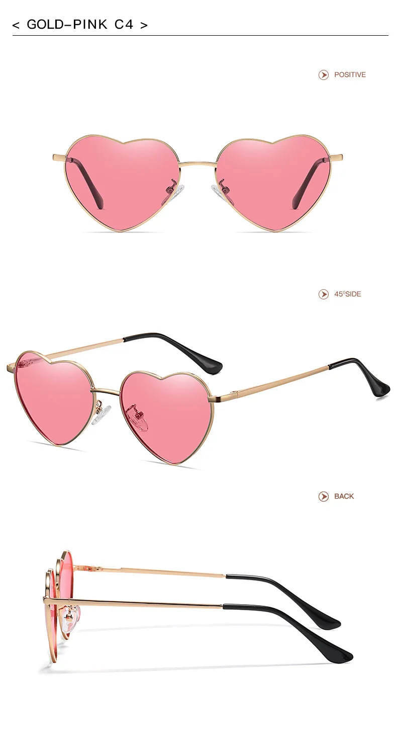 black sunglasses women Heart Polarized Metal Sunglasses  Women Brand Designer Cat Eye Sun Glasses Female Retro Love Heart Shaped Glasses Ladies UV400 big sunglasses for women