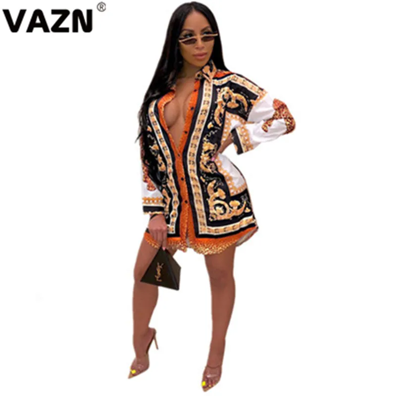 VAZN PY8437 новинка, большие размеры, формальные, сексуальные, мода, длинный рукав, дикий Джокер, тонкие офисные шифоновые женские длинные футболки - Цвет: Многоцветный