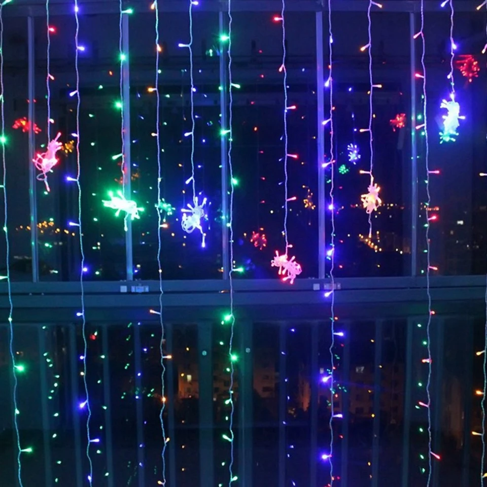 110 В, 220 В, 3x1 м/3x2 м, Рождественская гирлянда, светодиодный светильник для занавесок, сосулька, гирлянда, для помещений, капли, вечерние, для сада, для сцены, для улицы, декоративный светильник - Испускаемый цвет: changeable