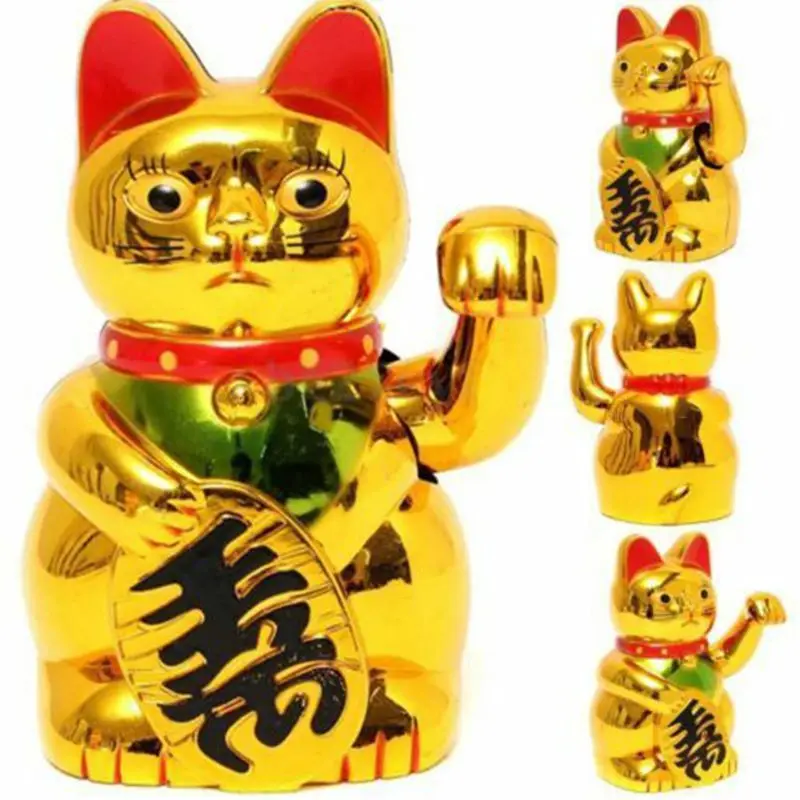 Золото Maneki Neko милый счастливый кот электрическое Ремесло Искусство домашний магазин отель