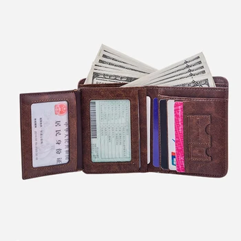 

2019 New Fashion Men's Short Wallet Driver License Card Bag Triangle Folding Coin Photo Purse Male PU Leather Small Clutch Pack