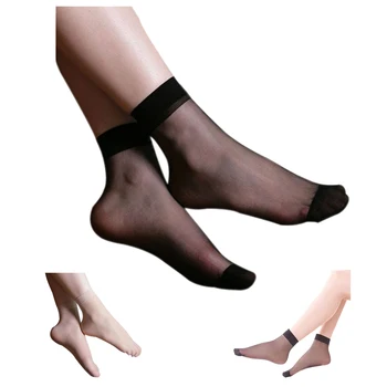 

6 Pairs Sexy Ultra-thin Elastic Silky Short Silk Stockings Women Ankle Socks