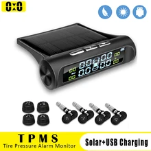 Gmai Solar Power TPMS Car Tire Pressure Alarm Monitor System Auto Security Alarm Systems Tyre Pressure Temperature Warning
