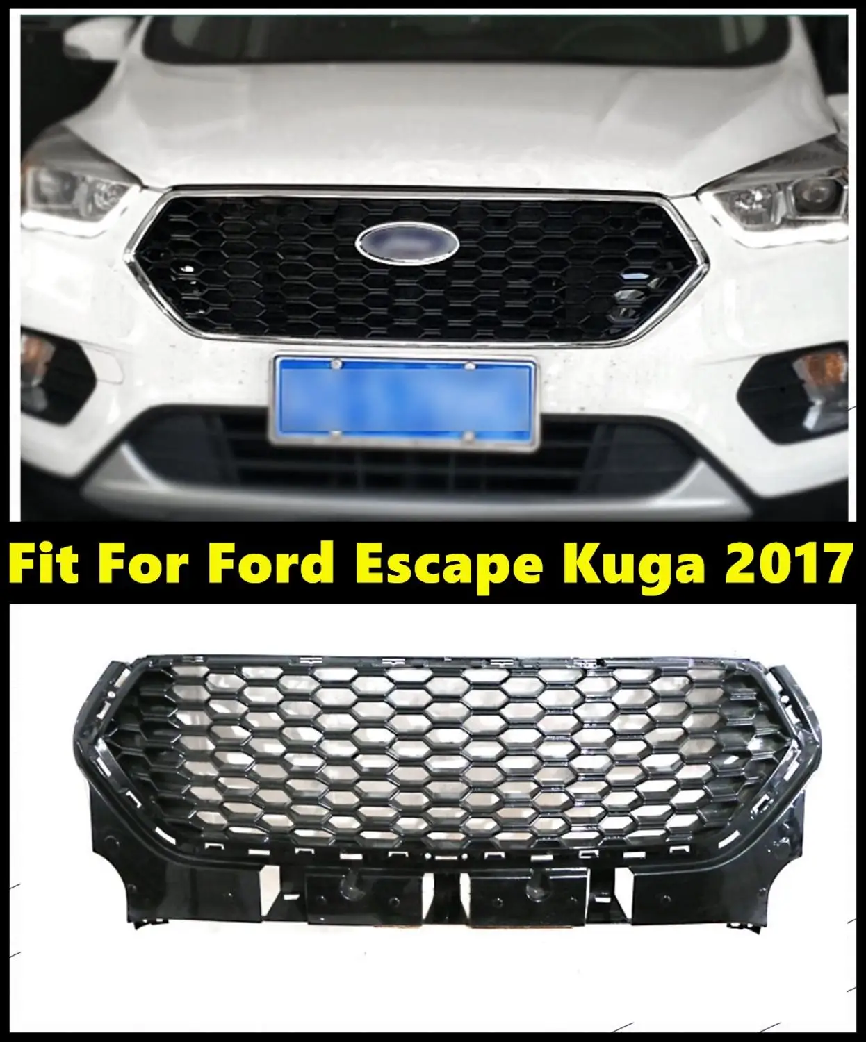

High Quality ABS Front Middle Grille Racing Grills Honeycomb Mesh Grill For Ford Escape Kuga 2017