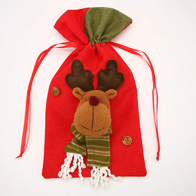 Christmas Pendant Gift Bag For Child Xmas Tree Decor Candy Pouch Organizer Dining Room 20x37cm Deer Ornaments adornos de navidad | Дом и сад