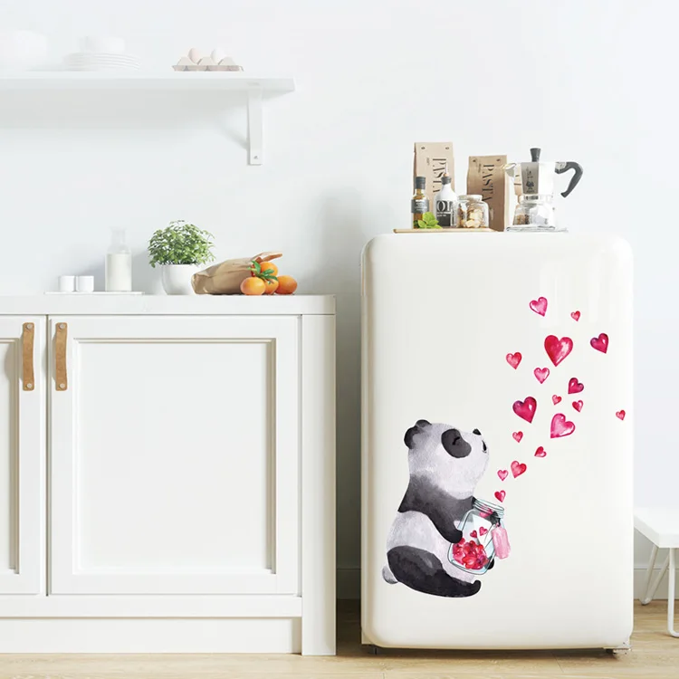 Ручная нарисованная панда Наклейка на стену в китайском стиле художественная роспись Гостиная Спальня украшение шкафа домашний декор милый стикер s