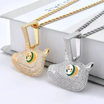 

Cute big eyes unicorn pendant micro studded with zircon solid necklace hip-hop jewelry