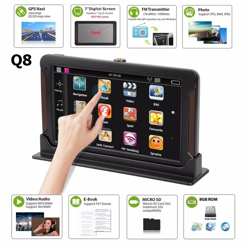 7-дюймовый автомобильный Gps навигатор Fm 256 МБ+ 8G Mp3/Mp4 емкостный Экран центральной Управление навигатор